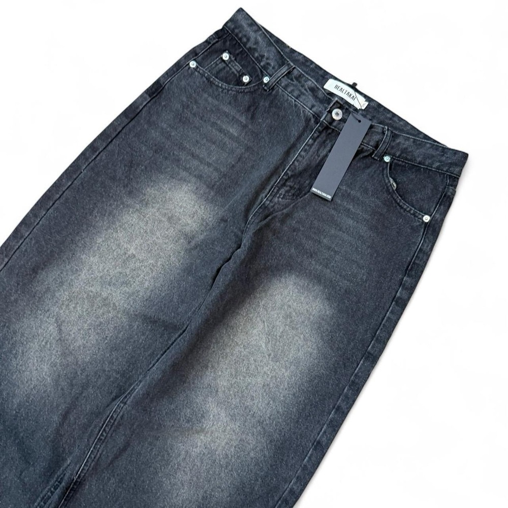 Realtakai Black Faded Wash Baggy Jeans Men's Size 36x29.5 Skater Grunge Goth Y2K